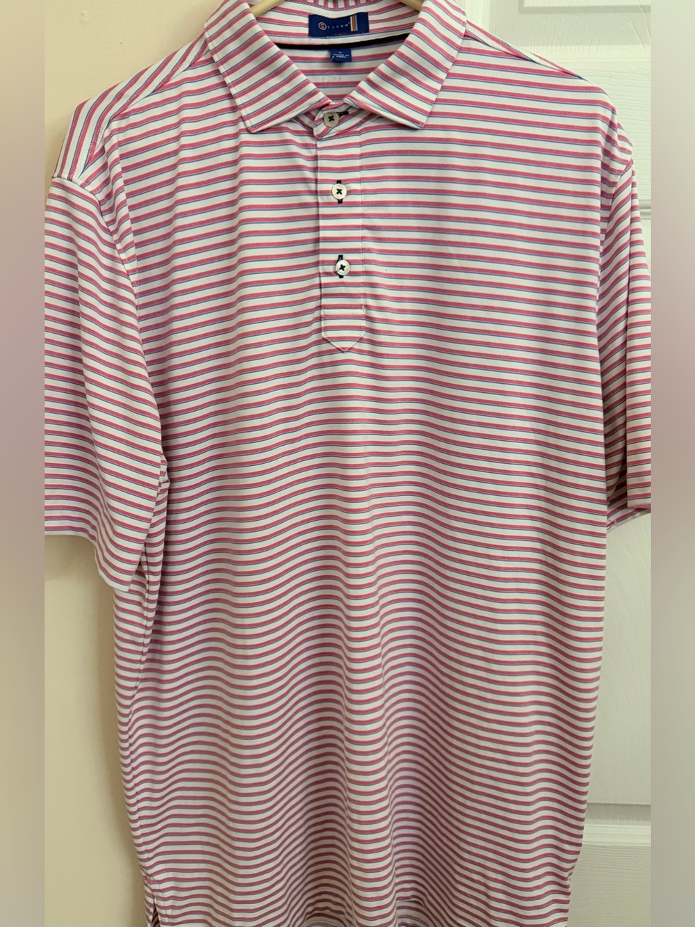 Stitch Multicolor Striped Lightweight Men’s L Short Sleeve Polo Shirt